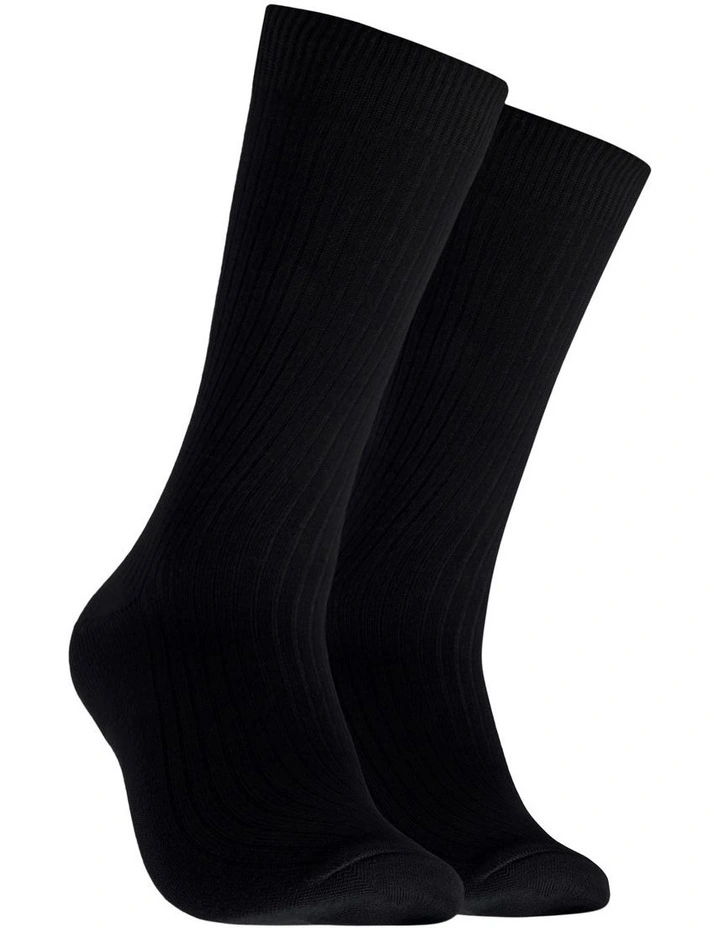 Bamboo Rib Socks 2 Pack in Black image 1