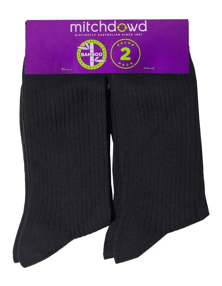 Bamboo Rib Socks 2 Pack in Black image 2