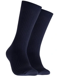 Bamboo Rib Socks 2 Pack in Blue