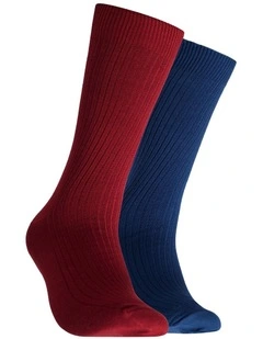 Bamboo Rib Socks 2 Pack in Multi