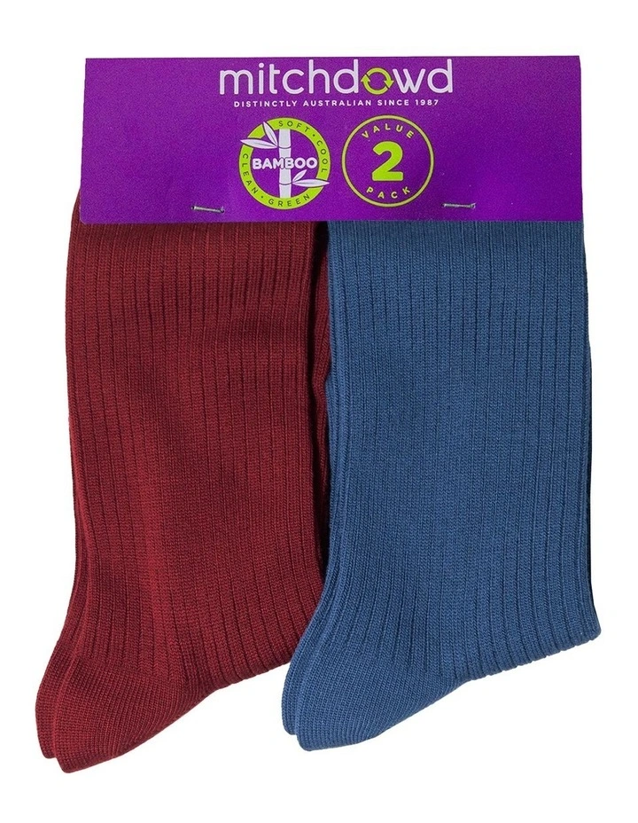 Bamboo Rib Socks 2 Pack in Multi image 2