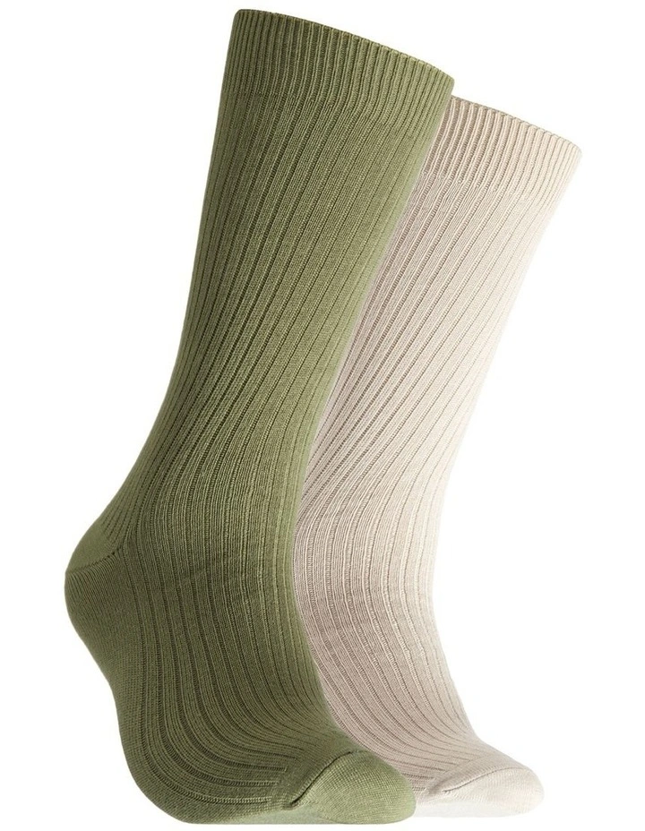 Bamboo Rib Socks 2 Pack in Multi image 1