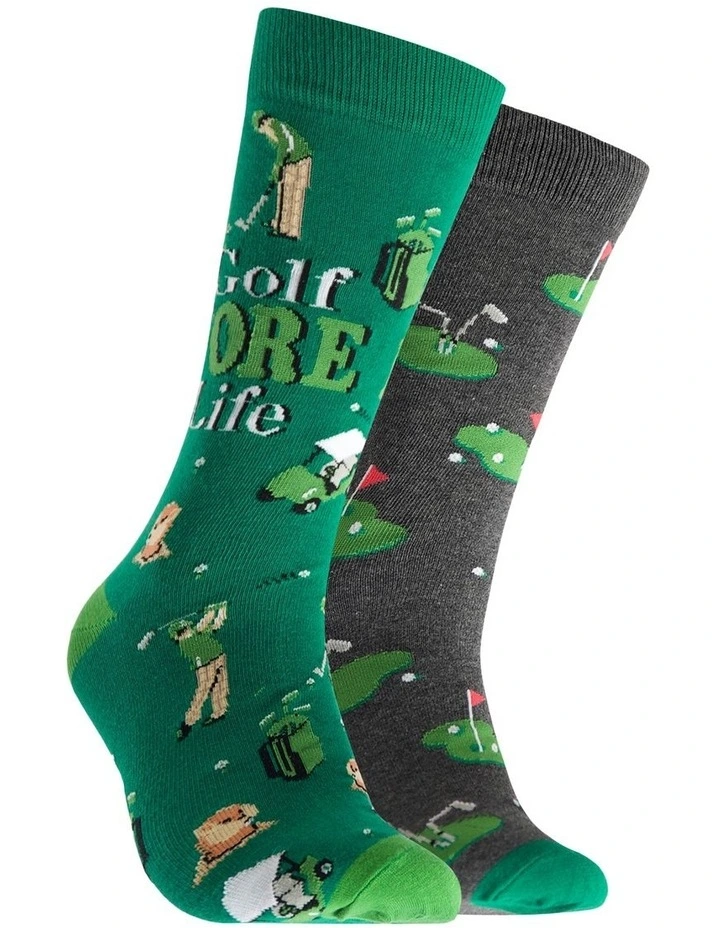 Golf Fore Life Cotton Socks 2 Pack in Multi image 1