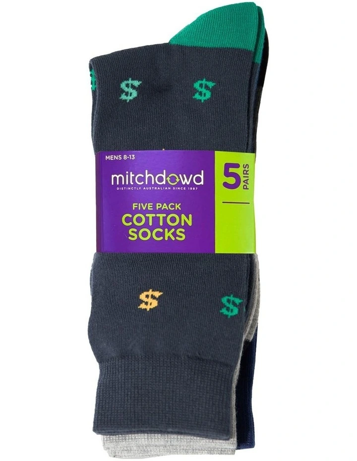 Mo Money Cotton Socks 5 Pack in Multi image 2