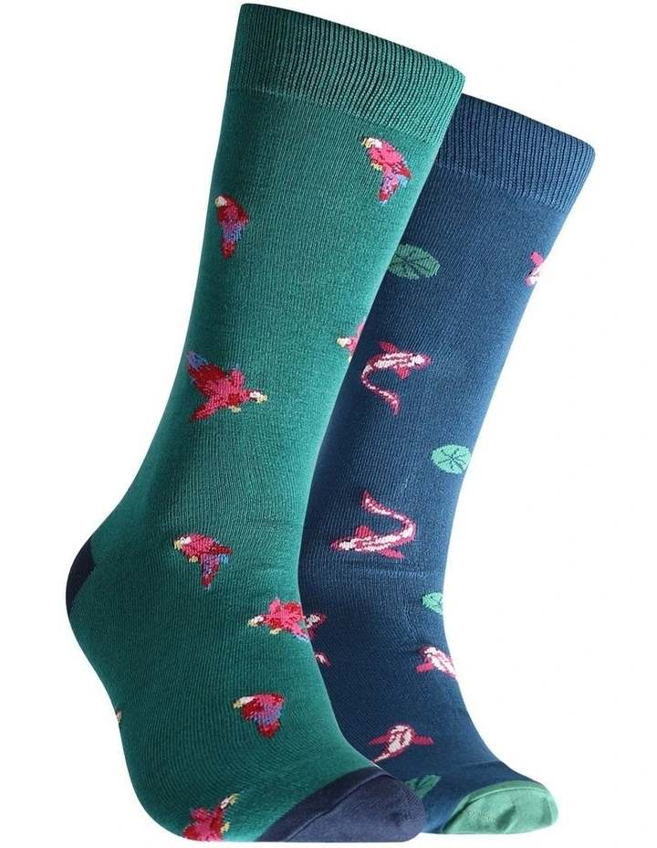 Flight and Swim Bamboo Sock Pack Of 2 in Multi image 1