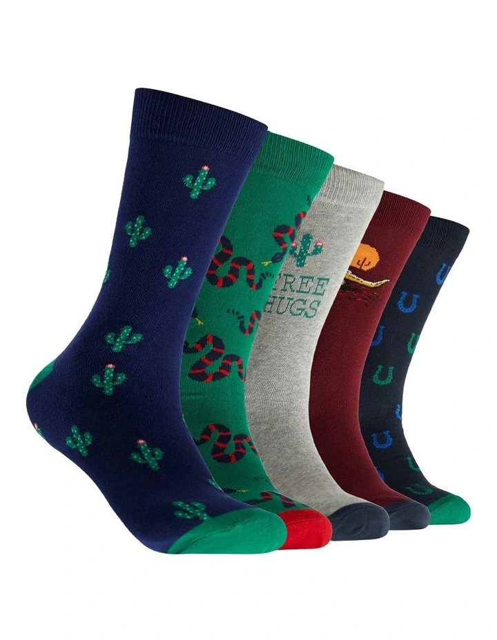 Frontier Follies Cotton Socks 5 Pack in Multi image 1