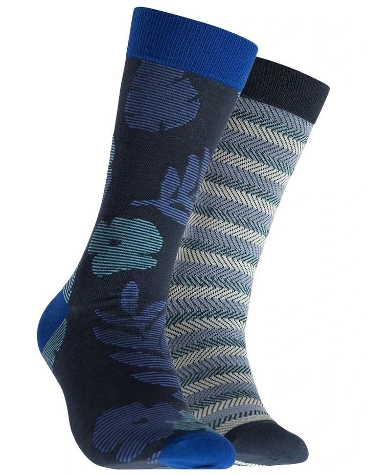 Mountains Cotton Socks 2 Pack in Multi image 1