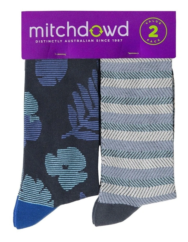 Mountains Cotton Socks 2 Pack in Multi image 2