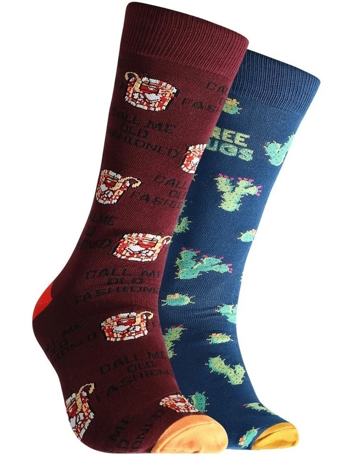 Old Fashioned Cacti Bamboo Socks 2 Pack in Multi image 1
