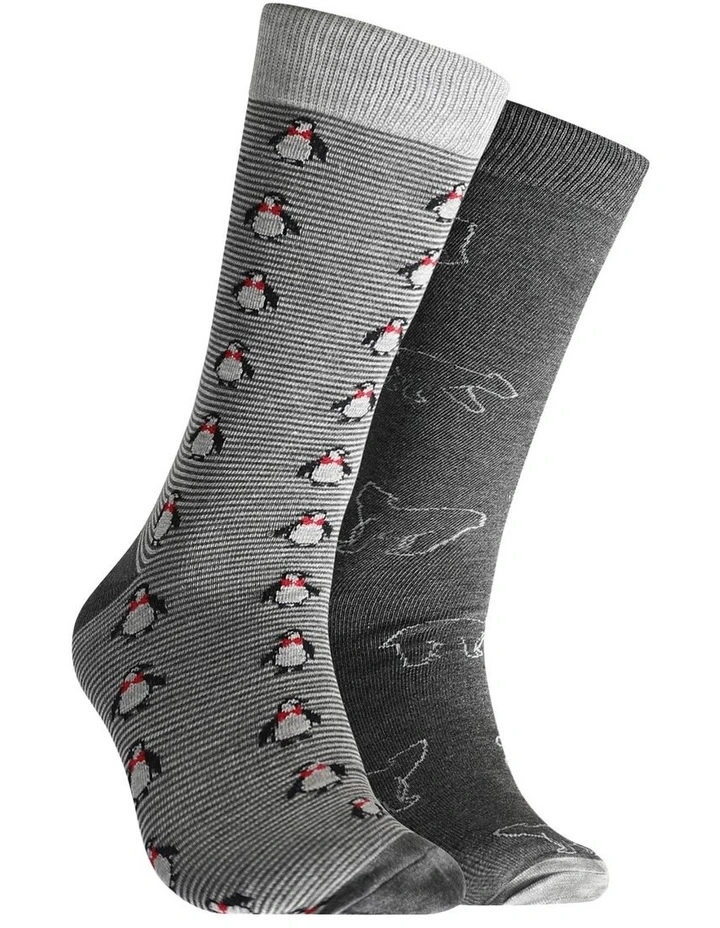 Artic Journey Bamboo Socks 2 Pack in Grey image 1