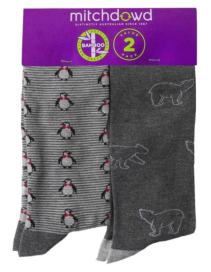 Artic Journey Bamboo Socks 2 Pack in Grey image 2