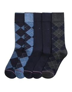 Argyle Crew Socks Pack Of 5 in