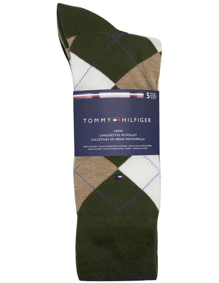 Argyle Crew Socks 5-Pack in Khaki image 1