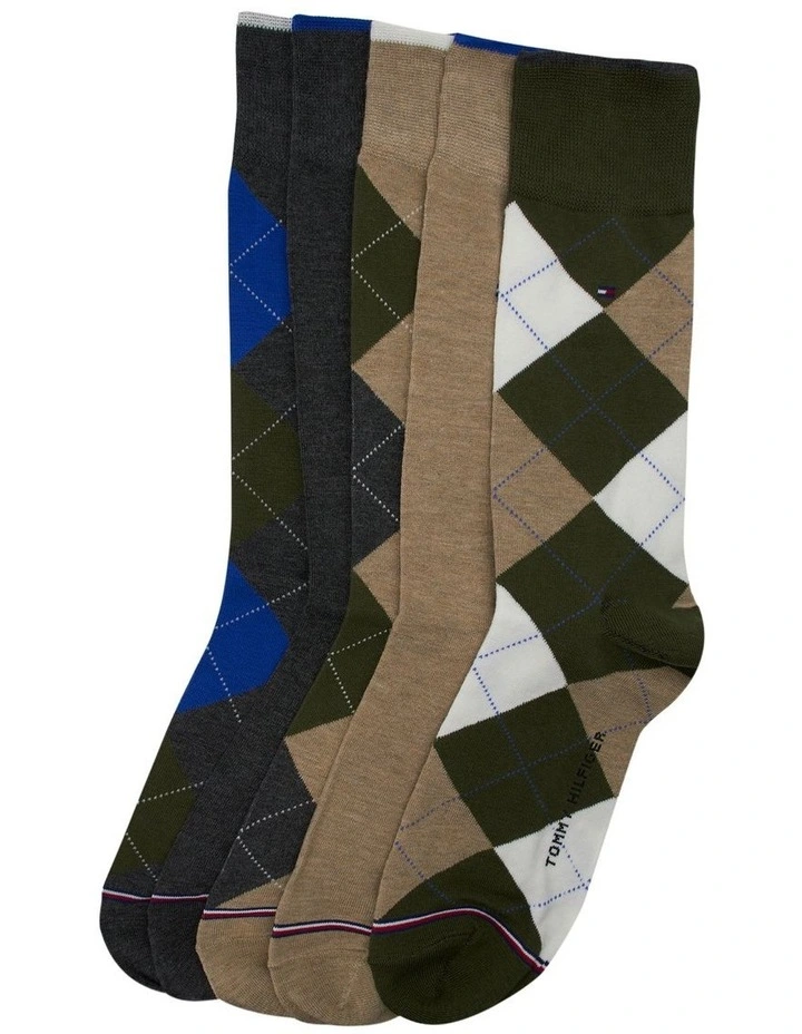 Argyle Crew Socks 5-Pack in Khaki image 2