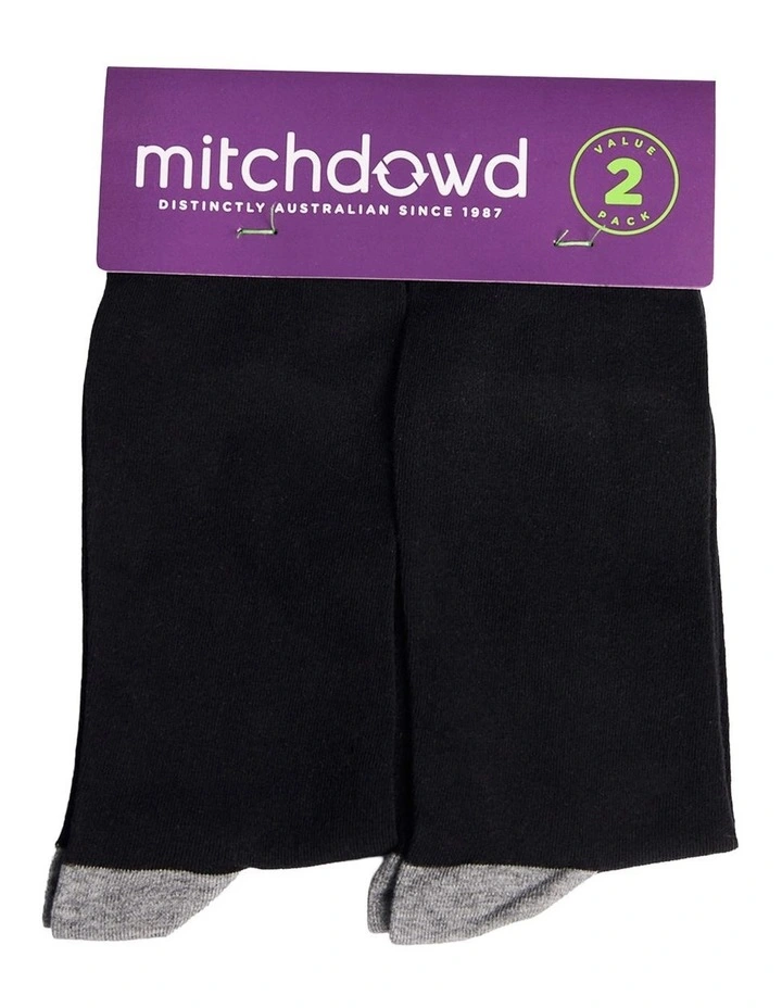 Mitchdowd Mens Fine Knit Business Socks 2 Pack - Black image 2