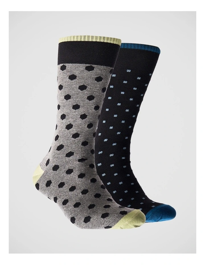 Mitchdowd Mens Hexo Fine Knit Business Socks 2 Pack image 1