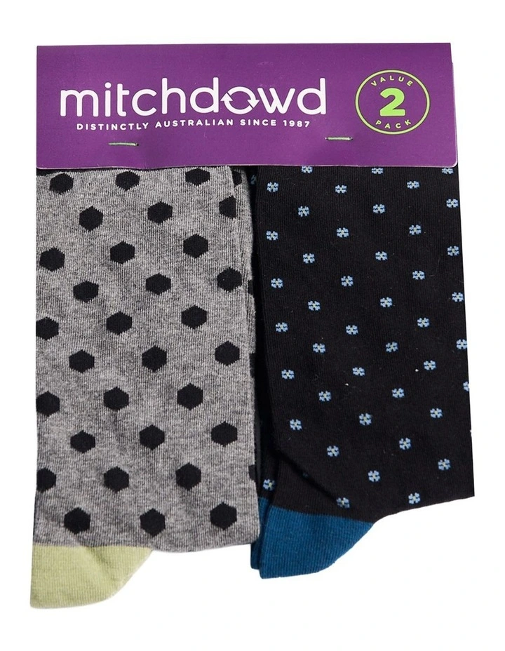 Mitchdowd Mens Hexo Fine Knit Business Socks 2 Pack image 2