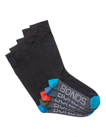 Luxe Bamboo Business Socks 5 Pack in Black