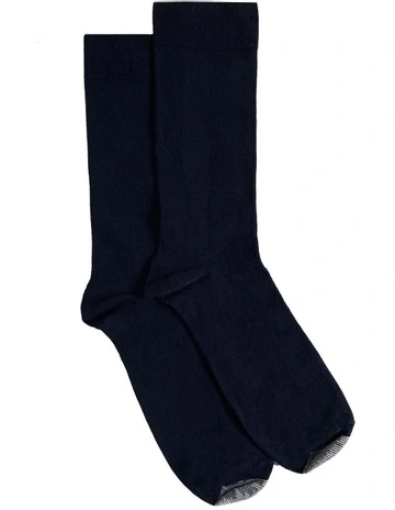 Tough Toe Cotton Mercerised Socks 2 Pack in Navy