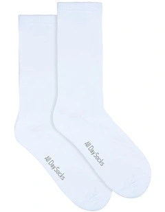 Cotton Cushion Crew Socks 2 Pack in White