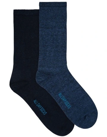 Fine Cotton Socks 2-Pack in Navy