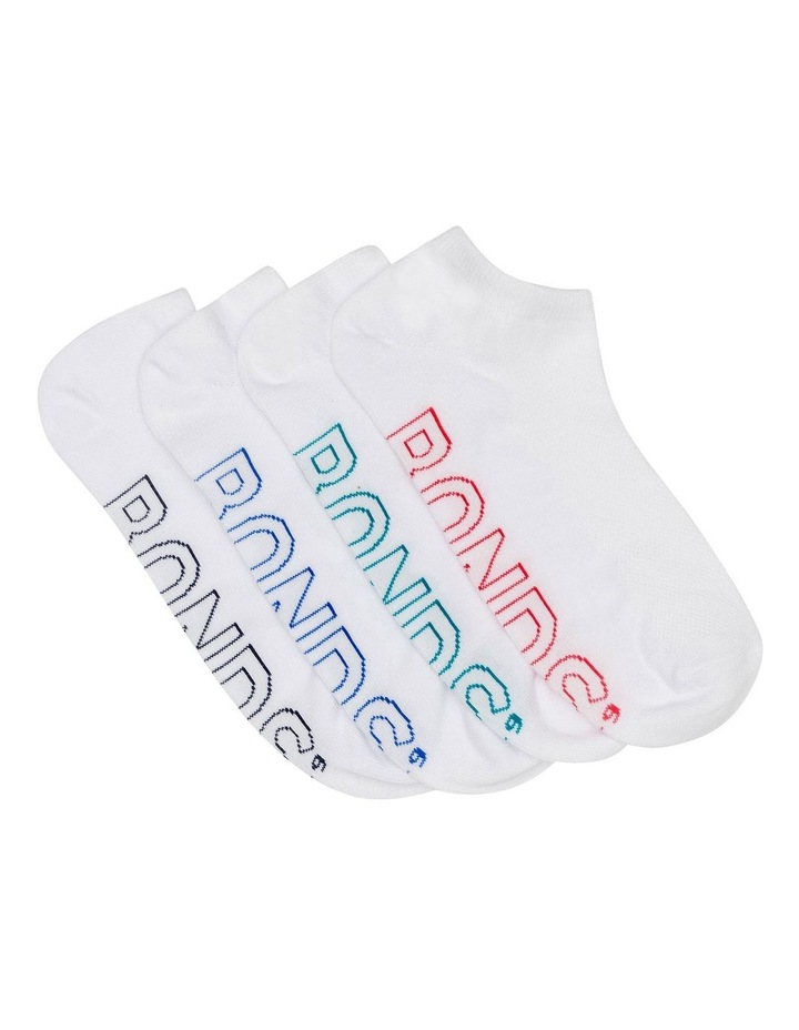 Logo Lightweight Low Cut Socks 4 Pack in White