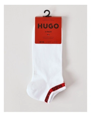 2 Pack Logo Tape Lowcut Socks in White