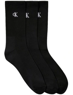 Logo Sports Crew Socks 3 Pack in Black
