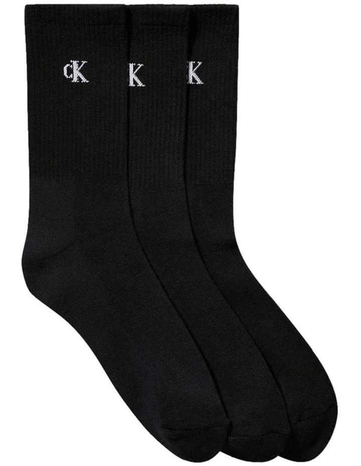 Logo Sports Crew Socks 3 Pack in Black image 1