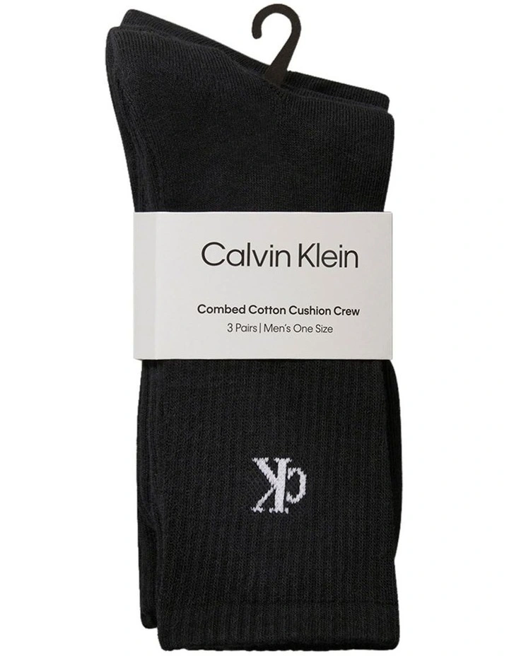 Logo Sports Crew Socks 3 Pack in Black image 2
