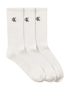 Logo Sports Crew Socks 3 Pack in White