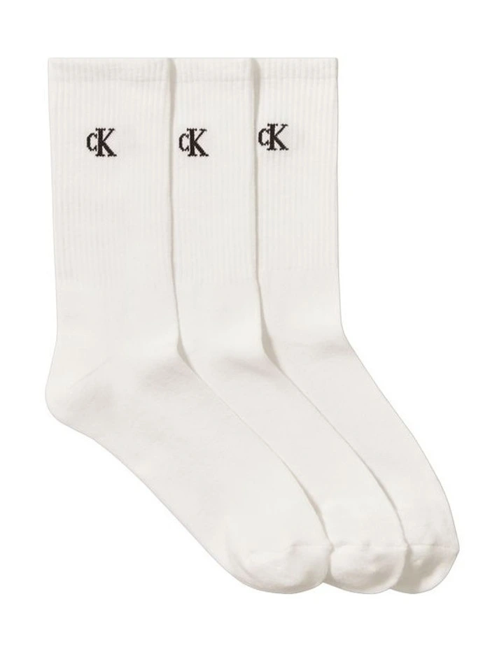 Logo Sports Crew Socks 3 Pack in White image 1