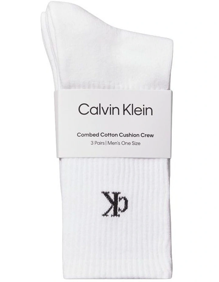 Logo Sports Crew Socks 3 Pack in White image 2
