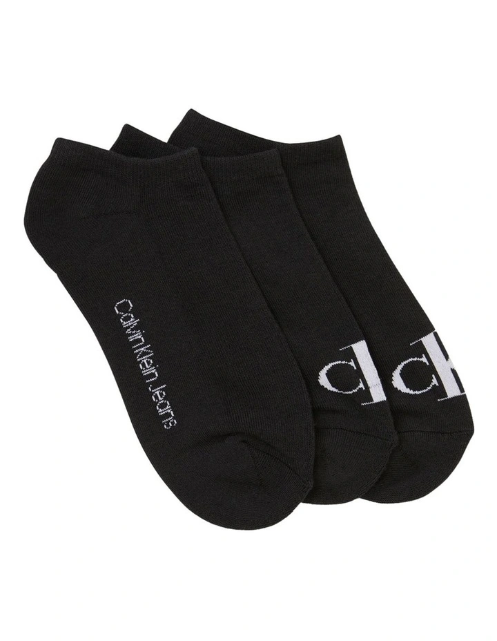 Logo Sports Lowcut Liner Socks 3 Pack in Black image 1