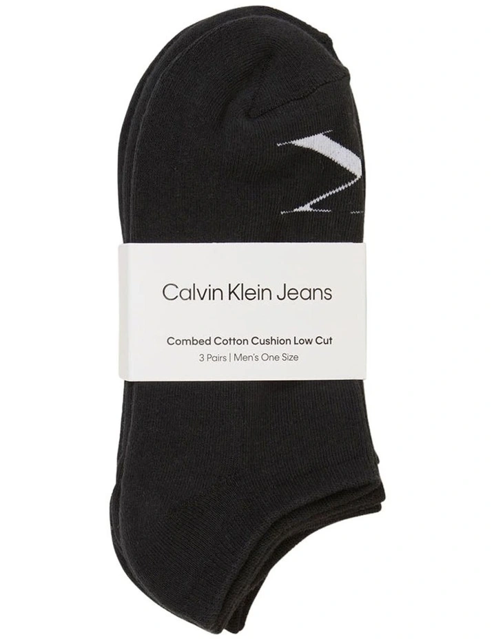 Logo Sports Lowcut Liner Socks 3 Pack in Black image 2