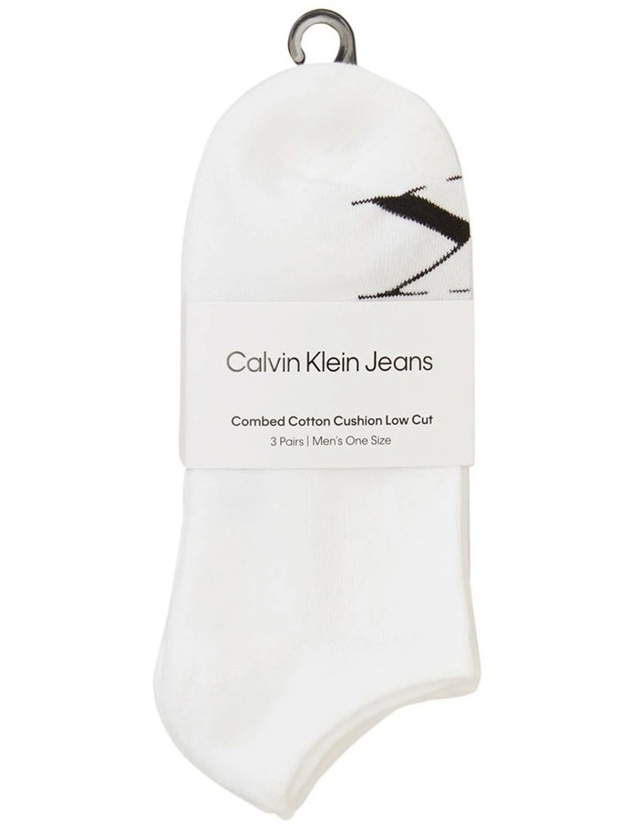 Logo Sports Lowcut Liner Socks 3 Pack in White image 2