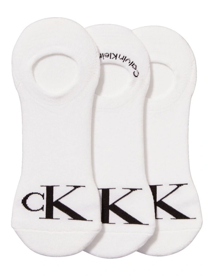 Logo Cushioned No Show Sport Socks 3 Pack in White image 2