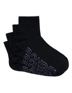 Logo Lightweight Quarter Crew Socks 4 Pack in Black