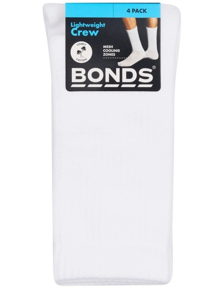 Logo Lightweight Crew Socks 4 Pack in White image 2