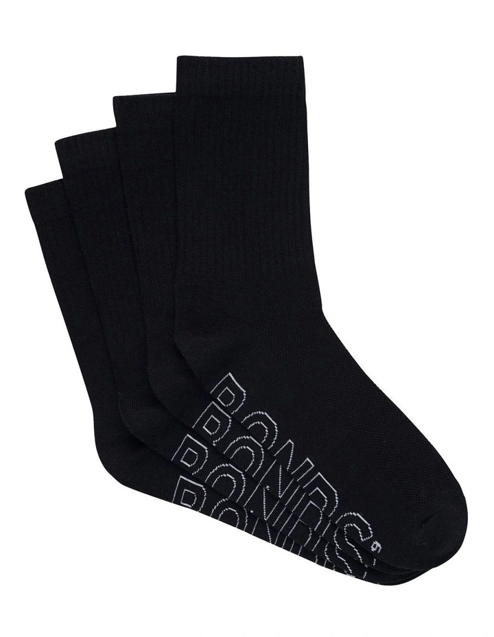 Logo Lightweight Crew Socks 4 Pack in Black image 1