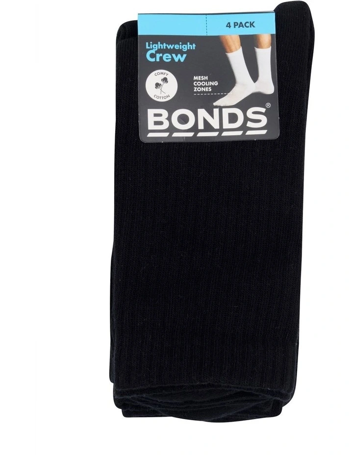 Logo Lightweight Crew Socks 4 Pack in Black image 2