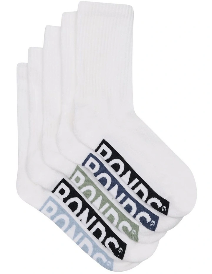 Logo Cushioned Crew Socks 5 Pack in White image 1
