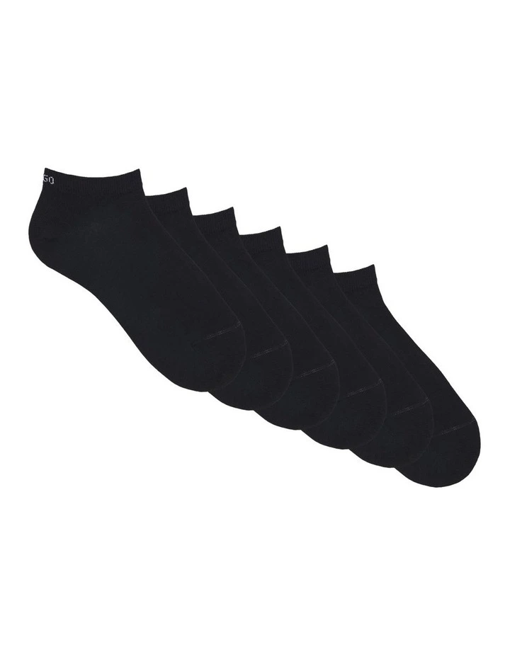 Logo Sports Low Cut Socks 6 Pack in Black image 1