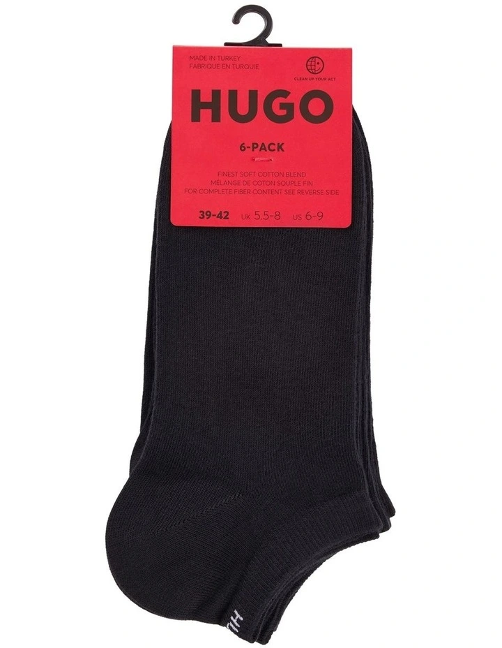 Logo Sports Low Cut Socks 6 Pack in Black image 2