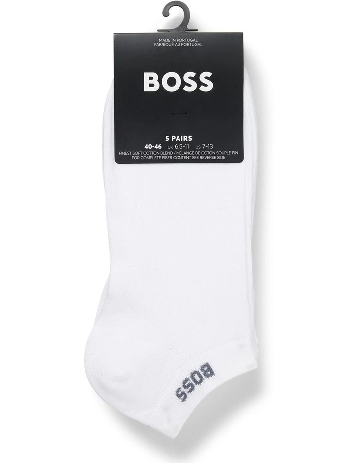Low Cut Logo Sport Socks 5 Pack in White image 2