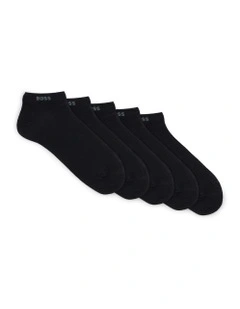 Low Cut Logo Sport Socks 5 Pack in Black