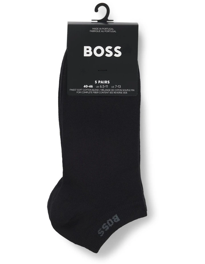 Low Cut Logo Sport Socks 5 Pack in Black image 2