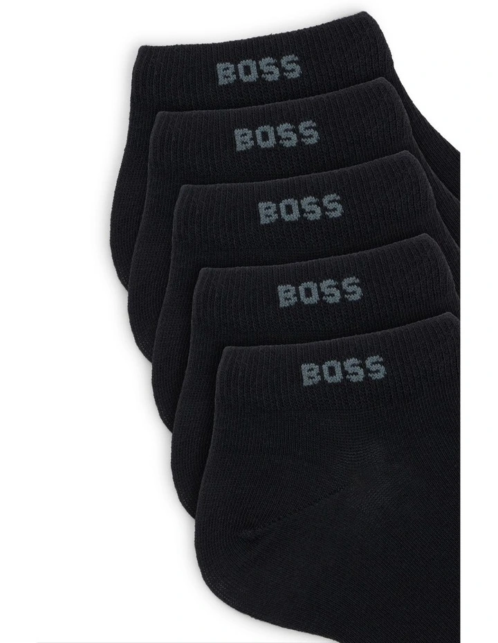 Low Cut Logo Sport Socks 5 Pack in Black image 3