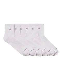 6 Pack Sports Quarter Crew Socks in White