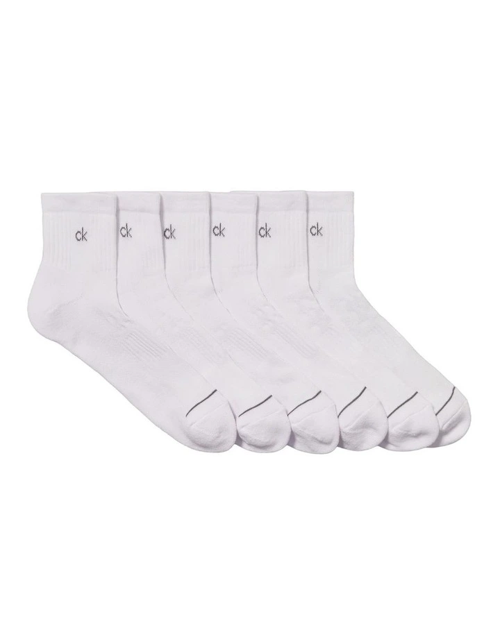 6 Pack Sports Quarter Crew Socks in White image 1